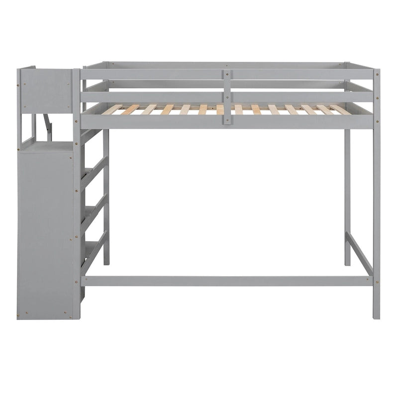 Hochbett in voller Größe mit integriertem Kleiderschrank und Treppe