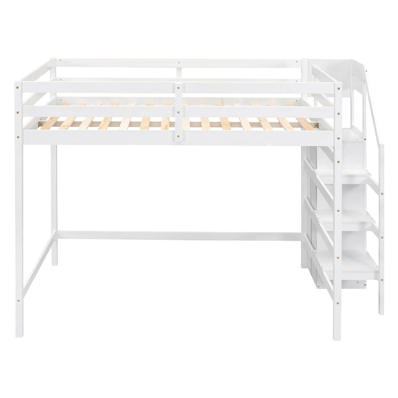 Hochbett in voller Größe mit integriertem Kleiderschrank und Treppe