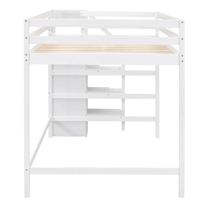 Hochbett in voller Größe mit integriertem Kleiderschrank und Treppe