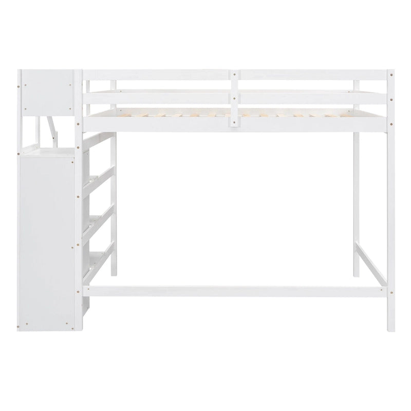 Hochbett in voller Größe mit integriertem Kleiderschrank und Treppe