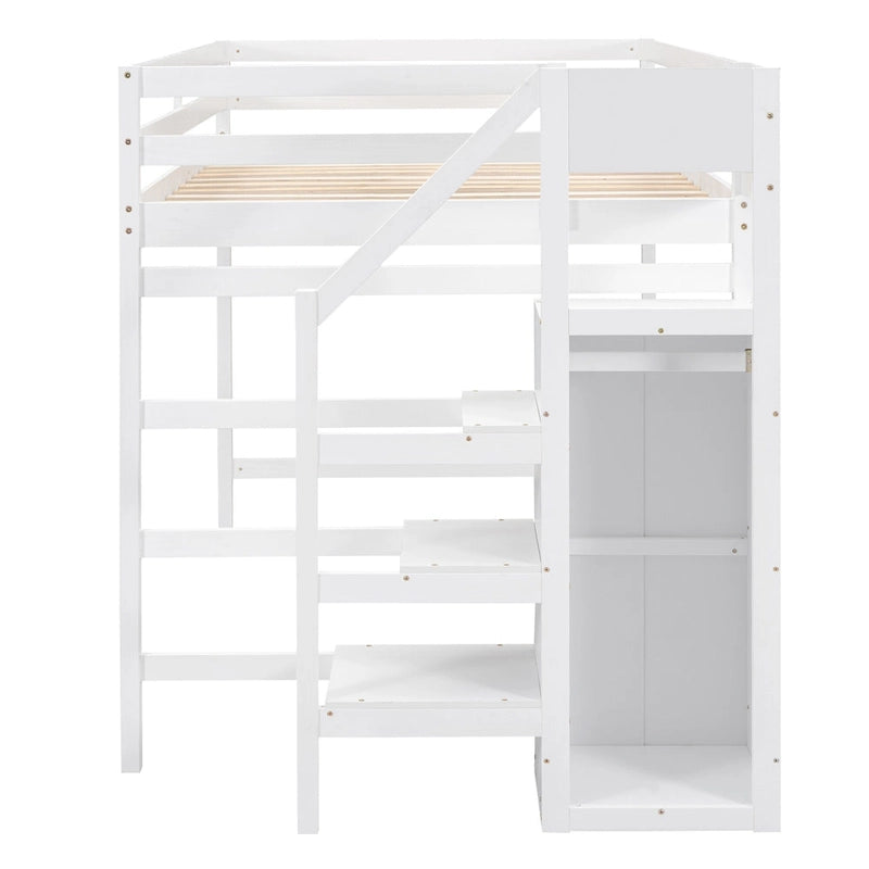 Hochbett in voller Größe mit integriertem Kleiderschrank und Treppe