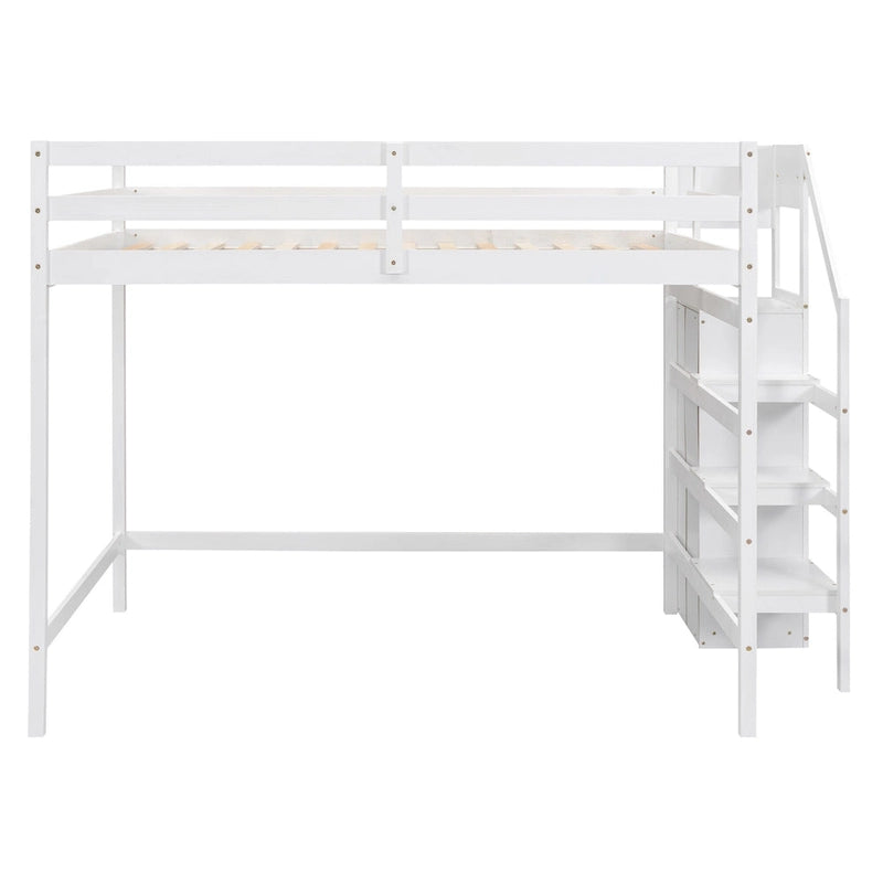 Hochbett in voller Größe mit integriertem Kleiderschrank und Treppe