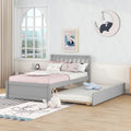 Letto con base a doghe in legno grigio con letto estraibile, singolo
