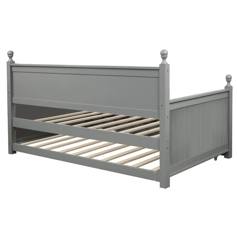 Wood Daybed Twin with Trundle, Twin Size Daybed Frame Sofa Bed