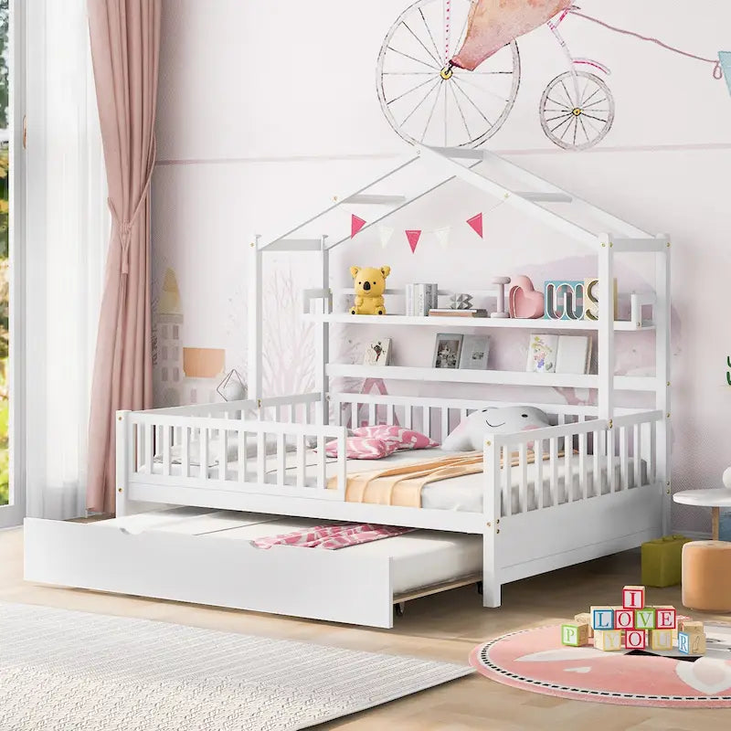 Letto a casetta matrimoniale con letto estraibile singolo