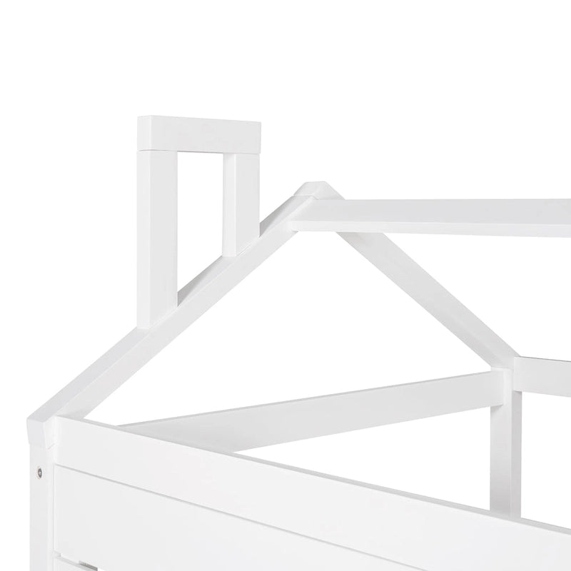 Lit en bois double style maison avec lit gigogne