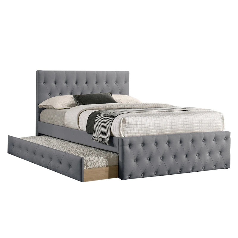 Letto matrimoniale in tessuto completamente imbottito con letto estraibile
