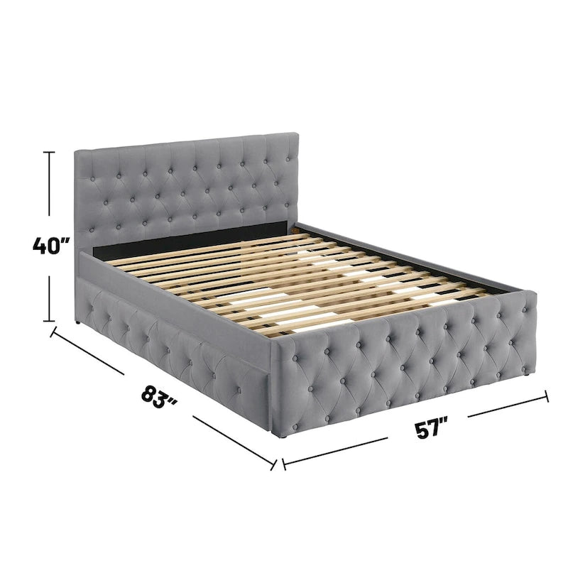 Letto matrimoniale in tessuto completamente imbottito con letto estraibile