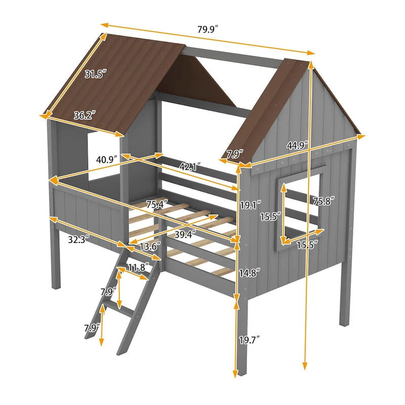 Niedriges Hausbett in Einzelbettgröße
