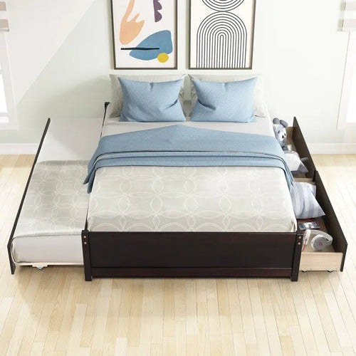 Bett in Full-Größe mit Ausziehbett in Twin-Größe und zwei Schubladen