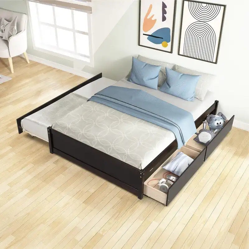 Bett in Full-Größe mit Ausziehbett in Twin-Größe und zwei Schubladen
