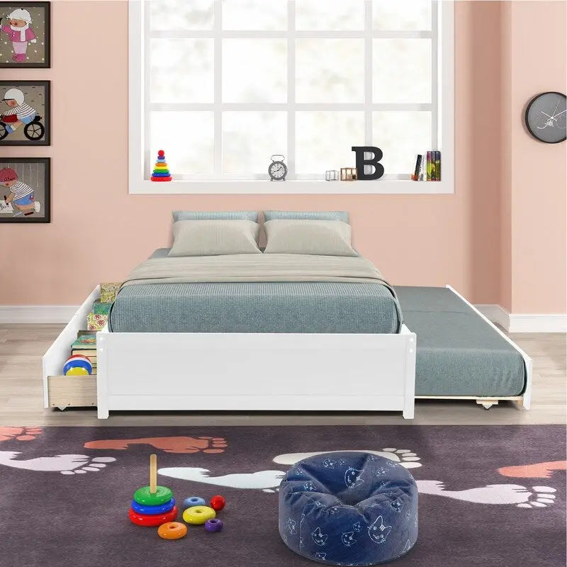Bett in Full-Größe mit Ausziehbett in Twin-Größe und zwei Schubladen