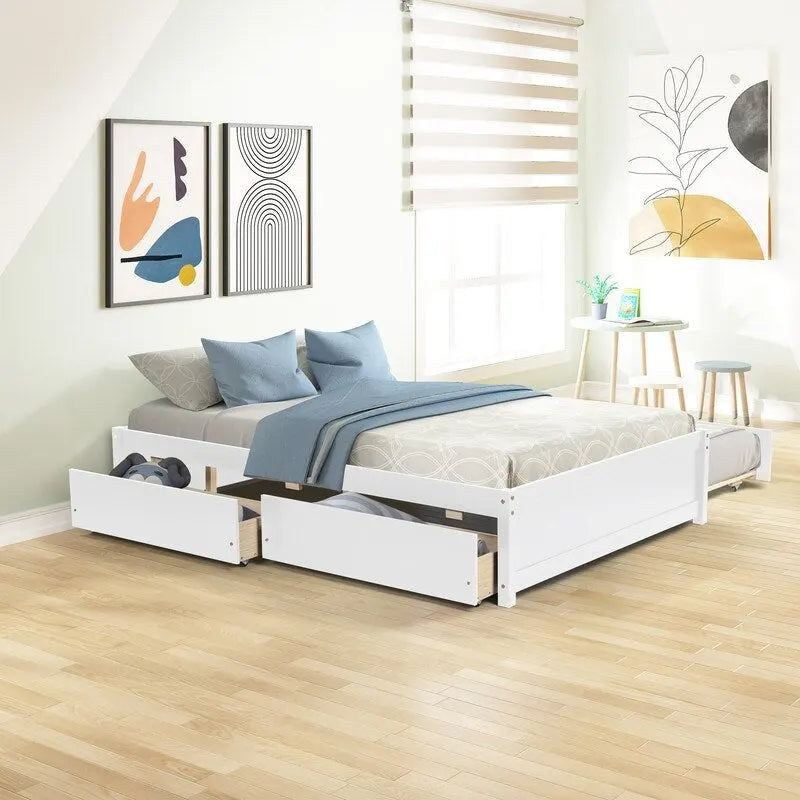 Bett in Full-Größe mit Ausziehbett in Twin-Größe und zwei Schubladen