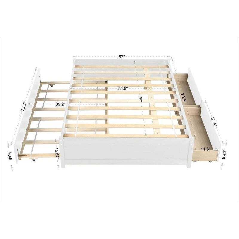Bett in Full-Größe mit Ausziehbett in Twin-Größe und zwei Schubladen