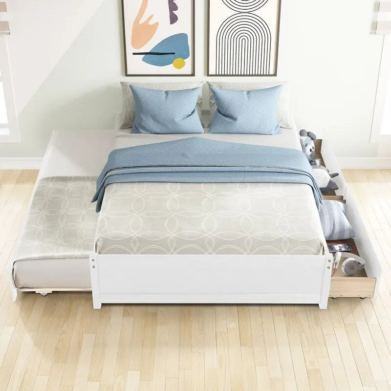 Bett in Full-Größe mit Ausziehbett in Twin-Größe und zwei Schubladen