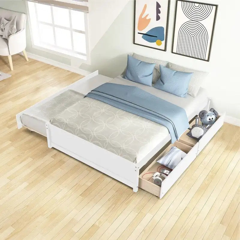 Bett in Full-Größe mit Ausziehbett in Twin-Größe und zwei Schubladen