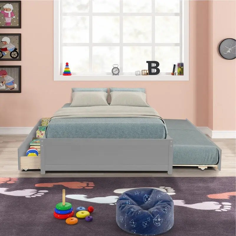 Bett in Full-Größe mit Ausziehbett in Twin-Größe und zwei Schubladen