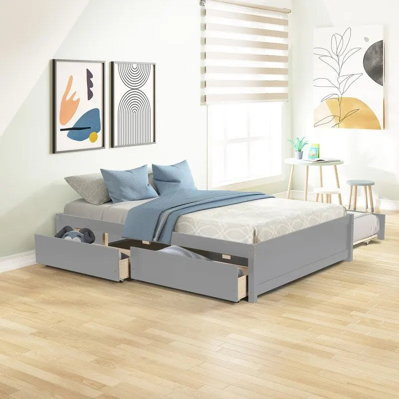 Bett in Full-Größe mit Ausziehbett in Twin-Größe und zwei Schubladen