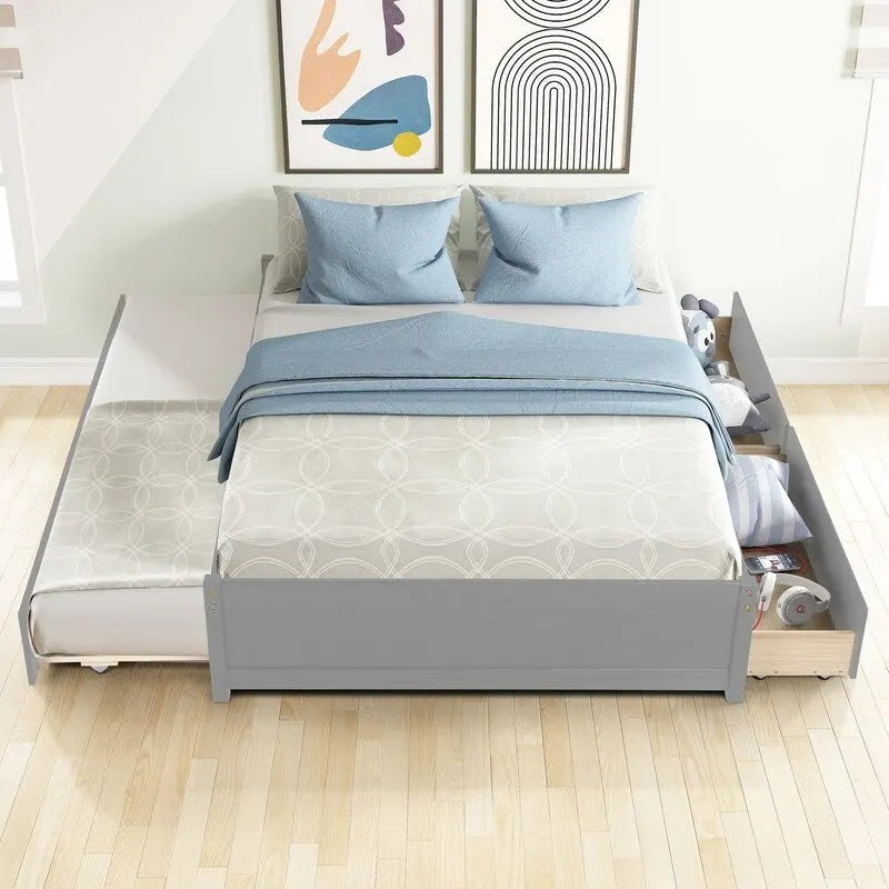Bett in Full-Größe mit Ausziehbett in Twin-Größe und zwei Schubladen