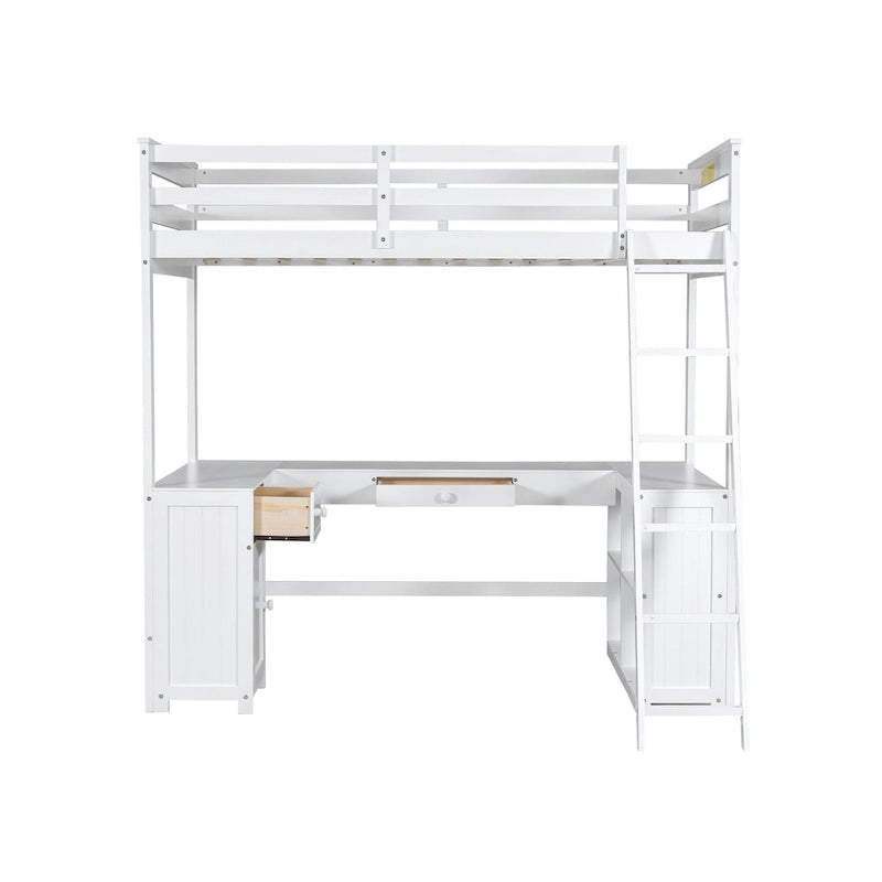 Lit mezzanine 1 place avec bureau en U