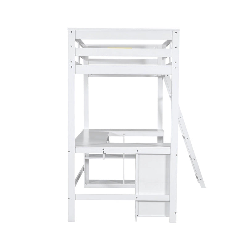Lit mezzanine 1 place avec bureau en U