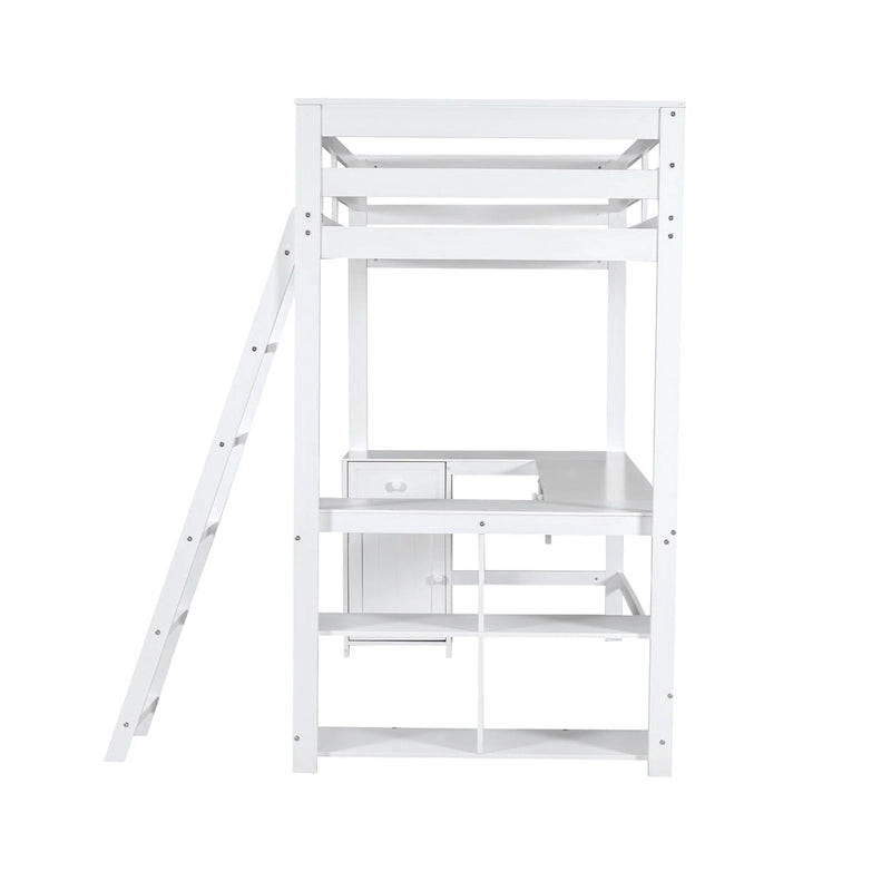 Lit mezzanine 1 place avec bureau en U