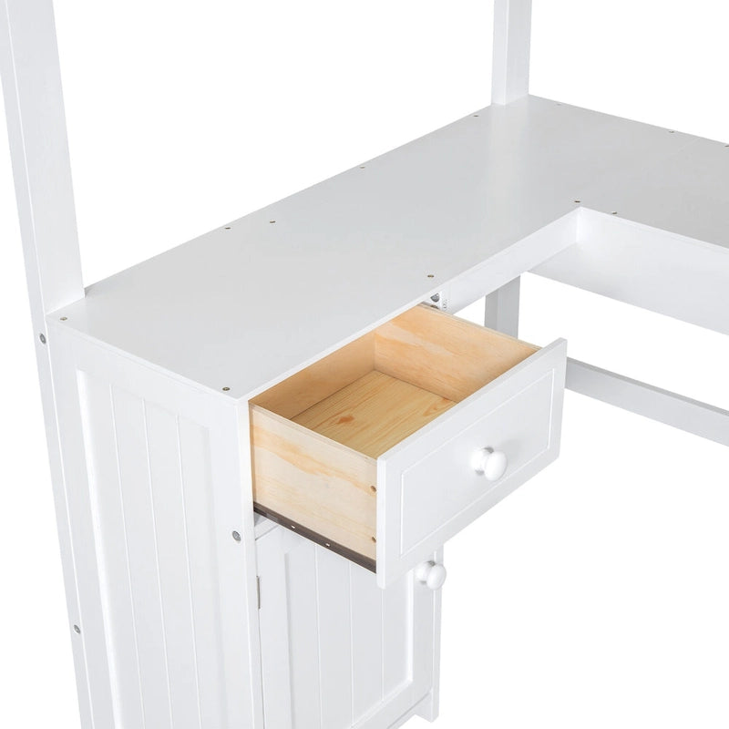 Lit mezzanine 1 place avec bureau en U