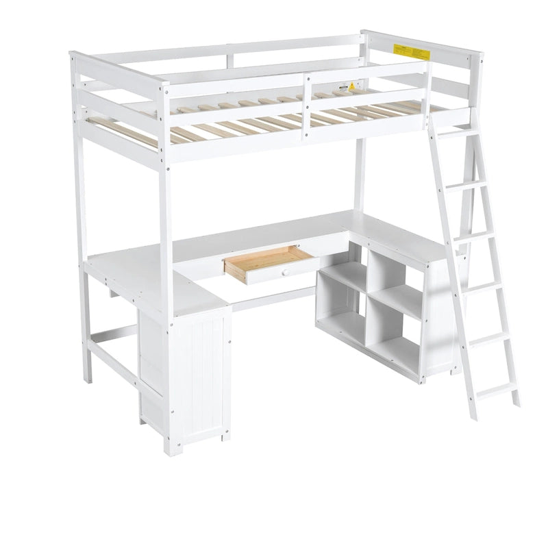 Lit mezzanine 1 place avec bureau en U