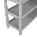 Gray Solid Wood Loft Bed with Integrated Desk, Storage Shelves, and Stable Guardrails