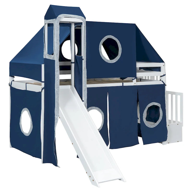 Full/Twin Loft Bed with Tent and Tower