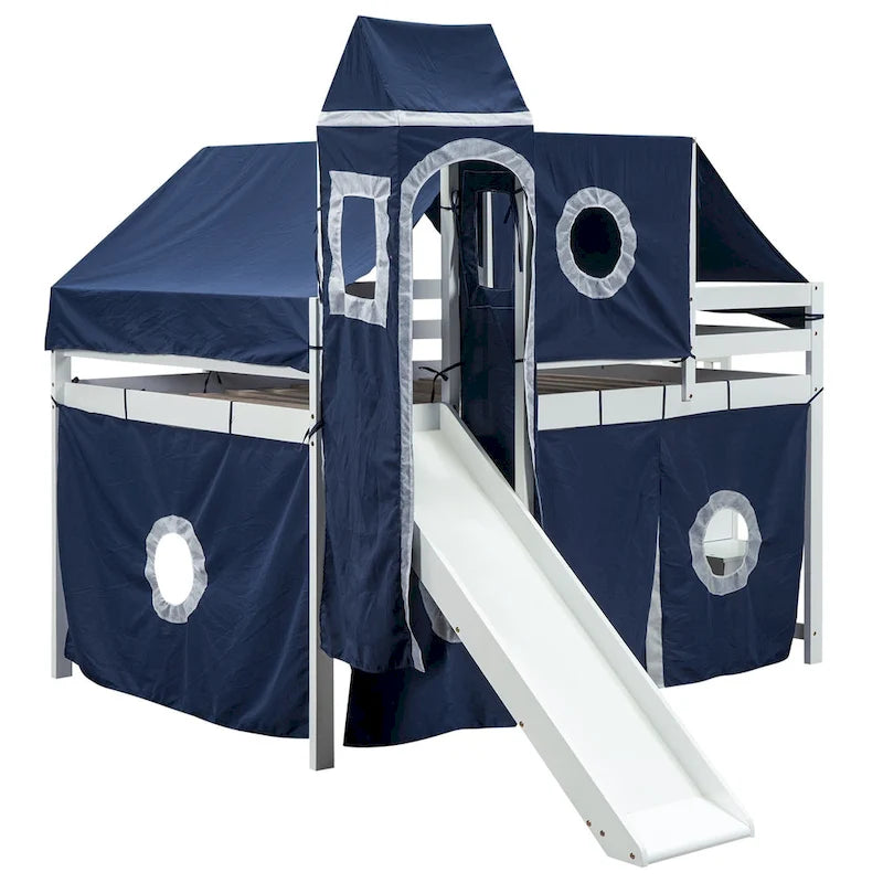 Full/Twin Loft Bed with Tent and Tower