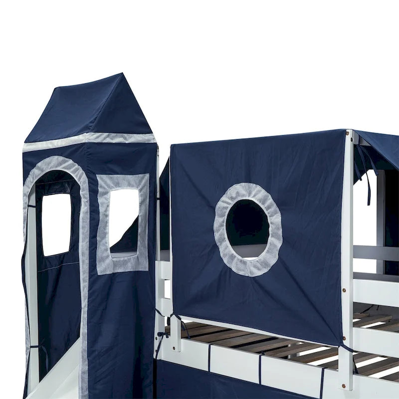 Full/Twin Loft Bed with Tent and Tower