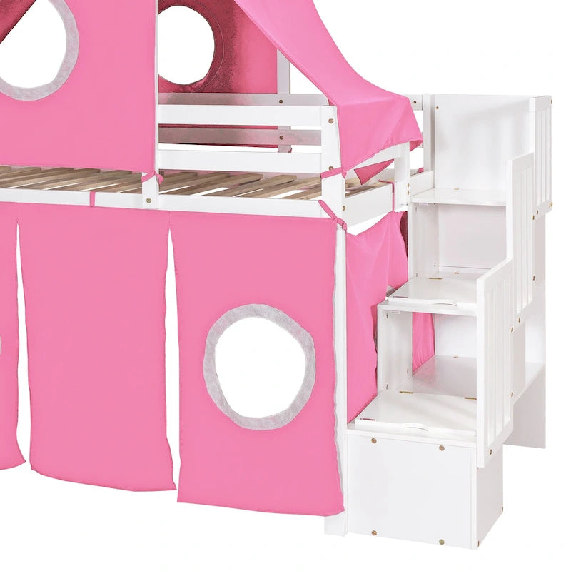 Full/Twin Loft Bed with Tent and Tower