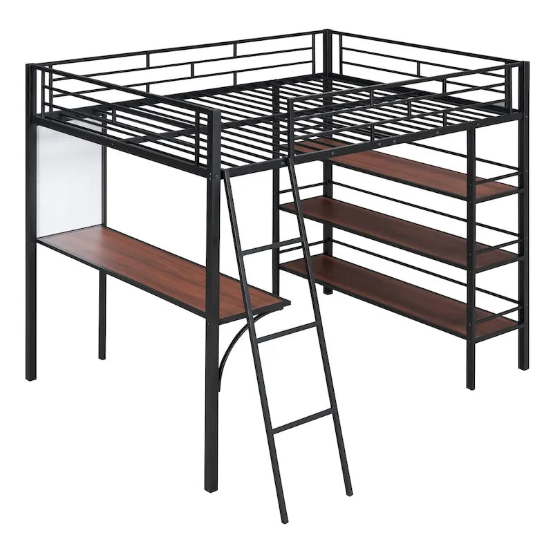 Twin Metal Loft Bed with Built-in Desk