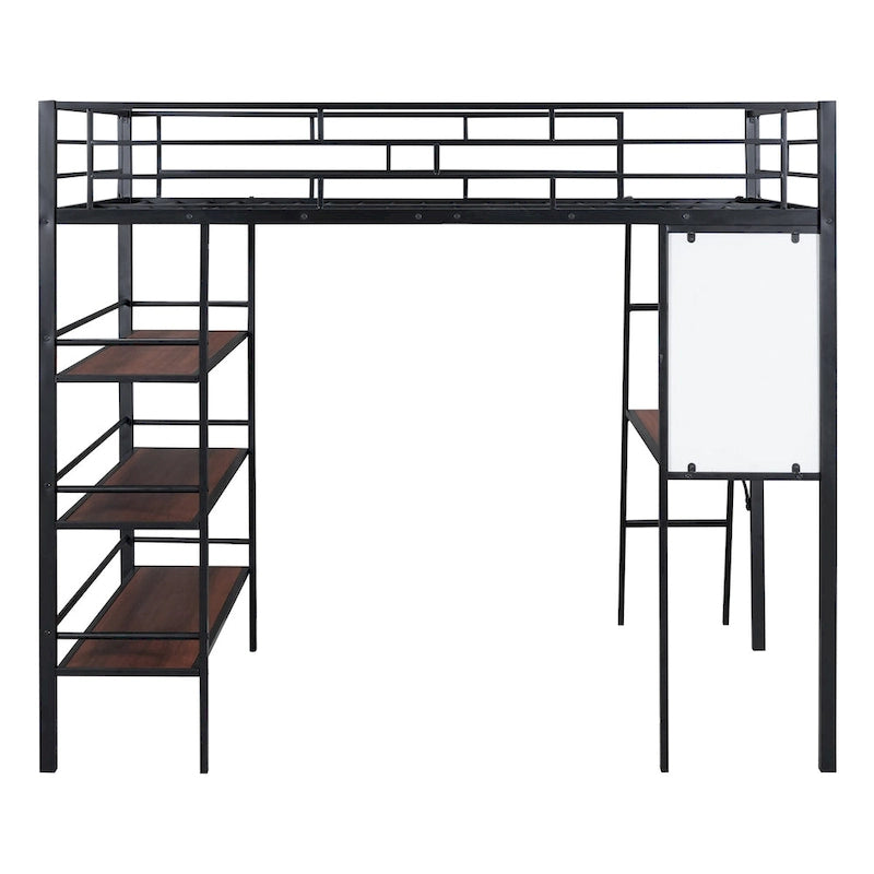 Twin Metal Loft Bed with Built-in Desk
