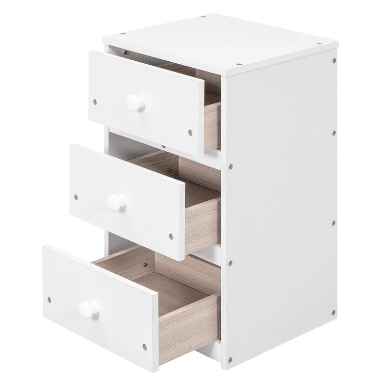 Twin/Full Size Loft Bed with Multi-storage Desk, LED light and Bedside Tray, Charging Station, White